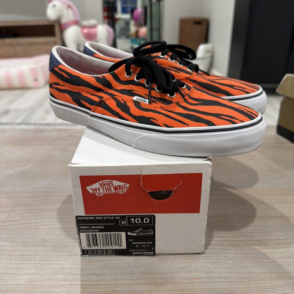 Supreme X Vans Zebra Orange Sz 10 2011 RARE